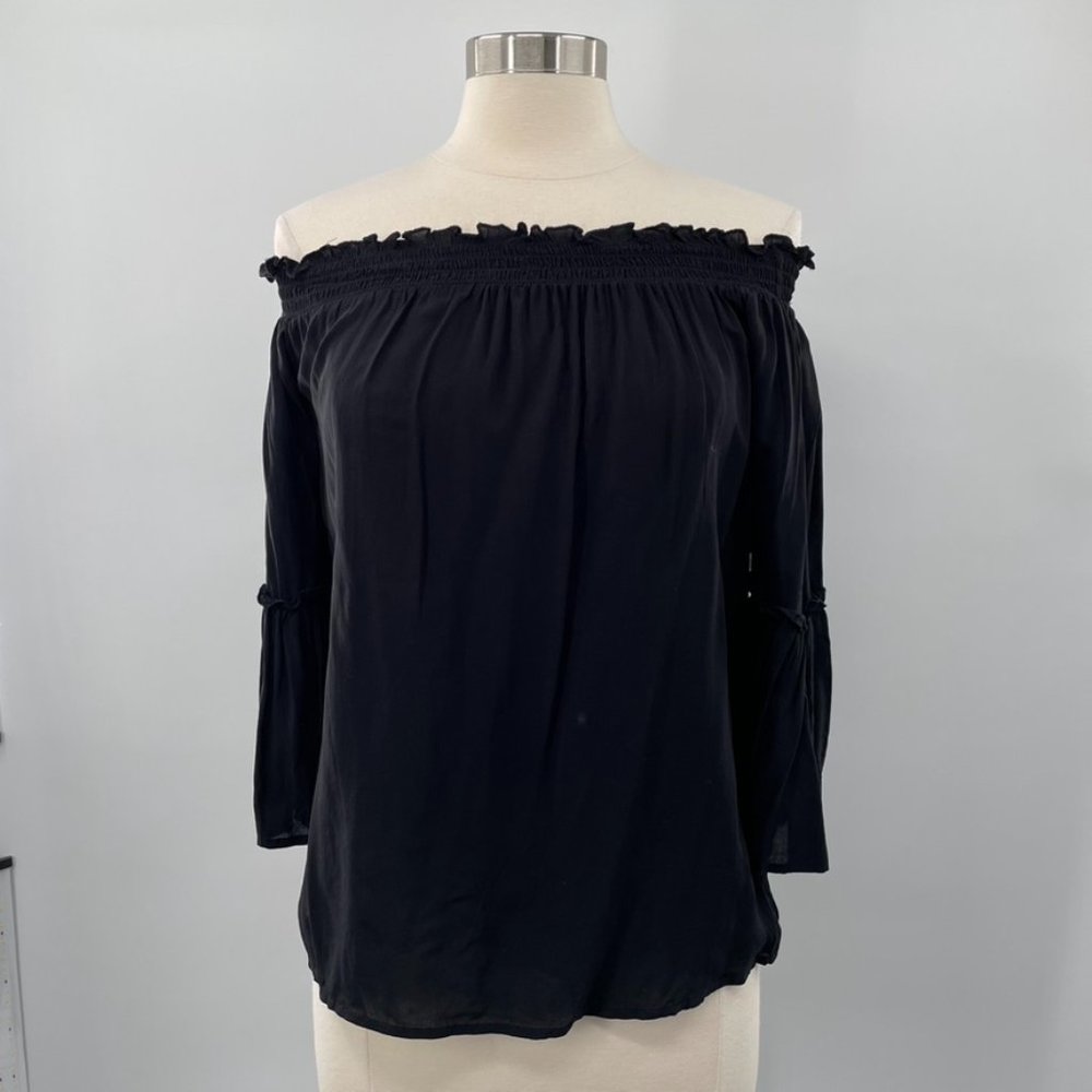 Hippie Rose Womens Black Boho Off-The-Shoulder T-Shirt Blouse  Size Medium  NEW